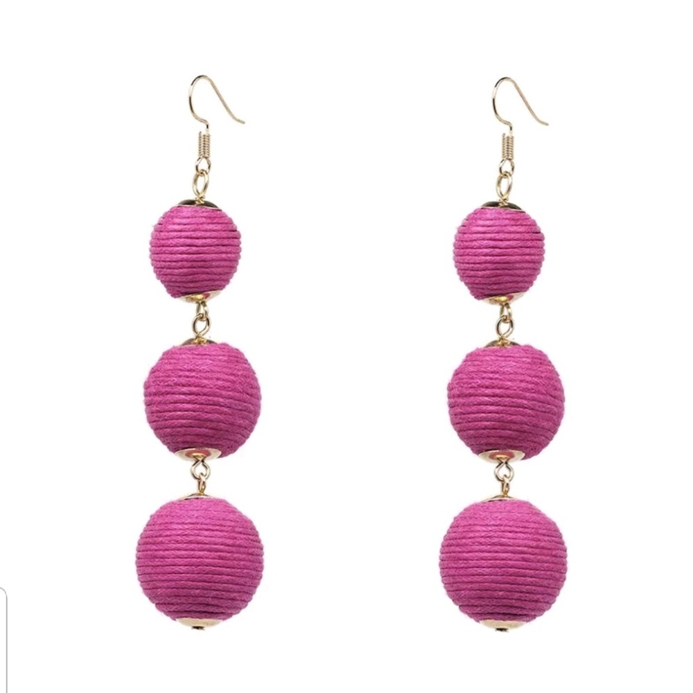 Bohemian Triple Ball Tassel Earring Plum